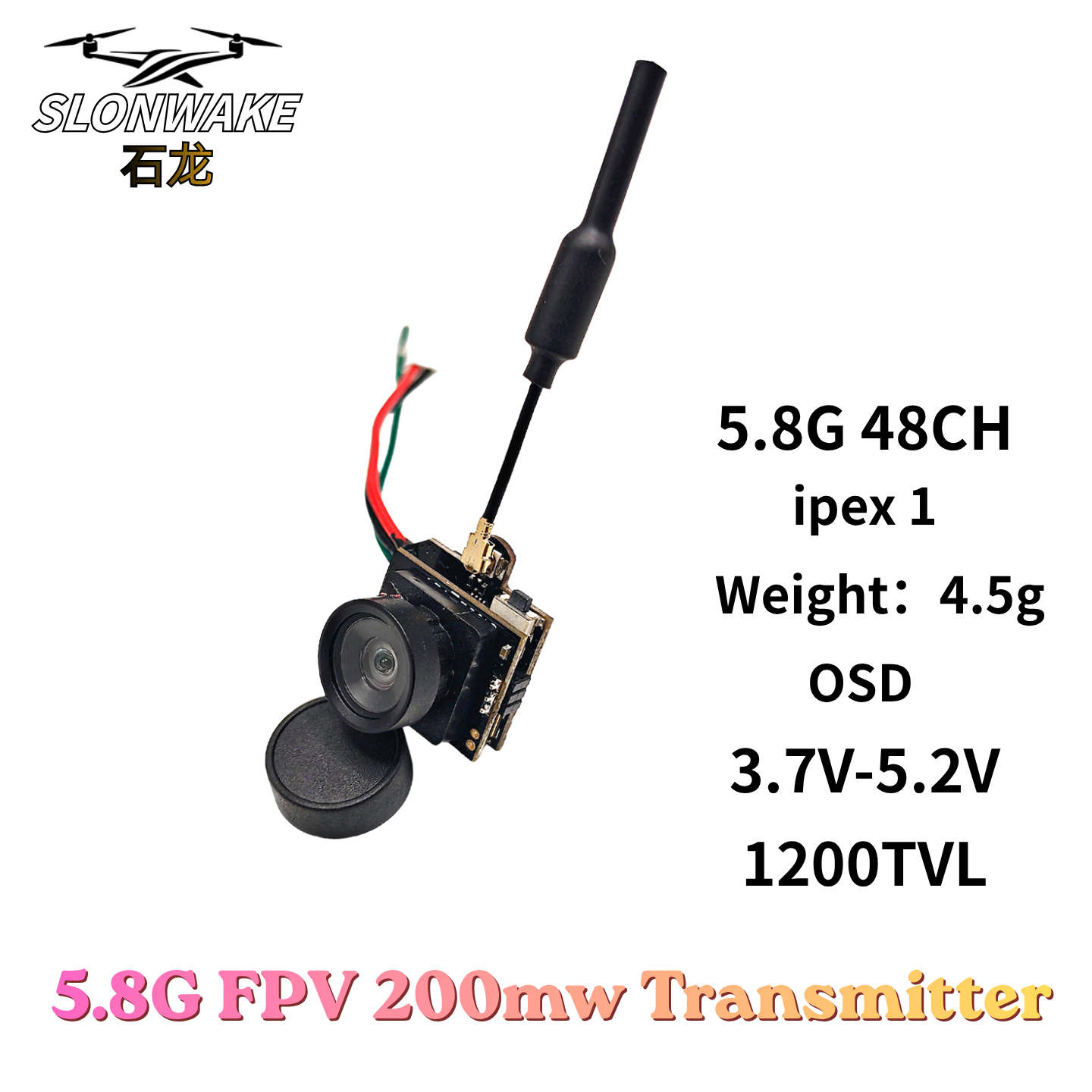 Slonwake 5.8G 48CH 200mW FPV D - Drone Frame recension och pris